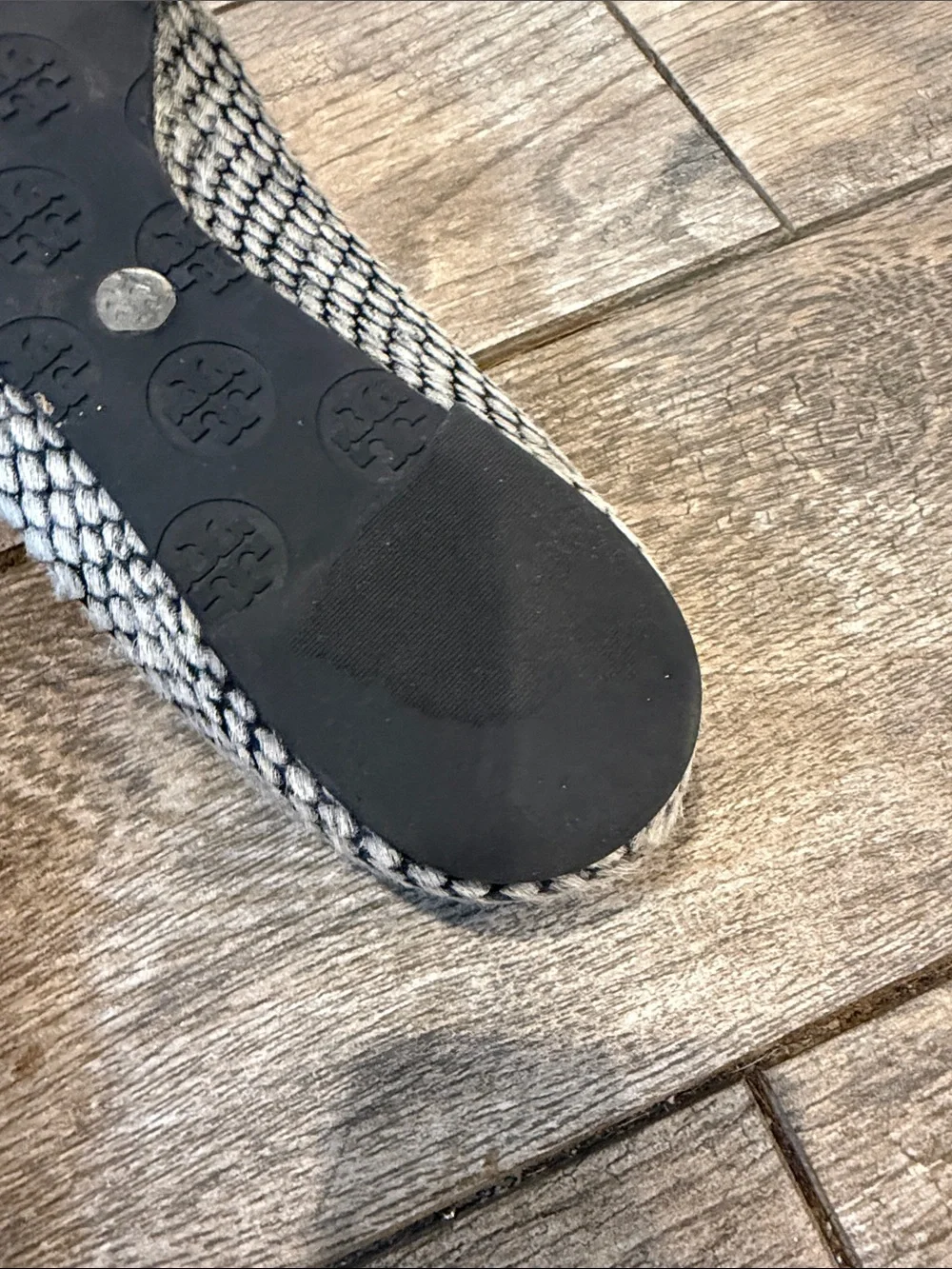 Tory Burch Gray Braided Reva Logo Ballet Flats size 8.5
